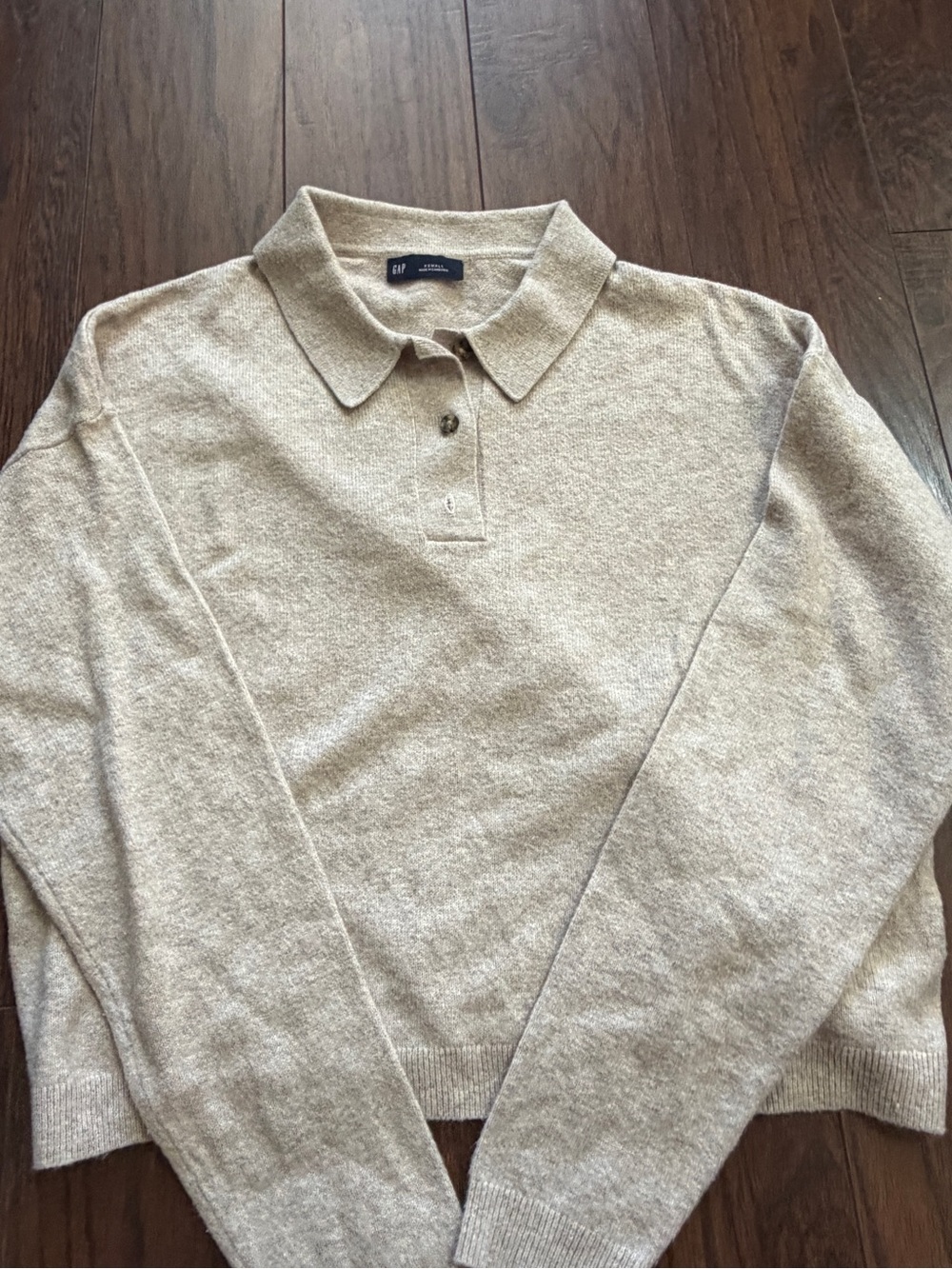 GAP Men's Cream Knit Polo Sweater